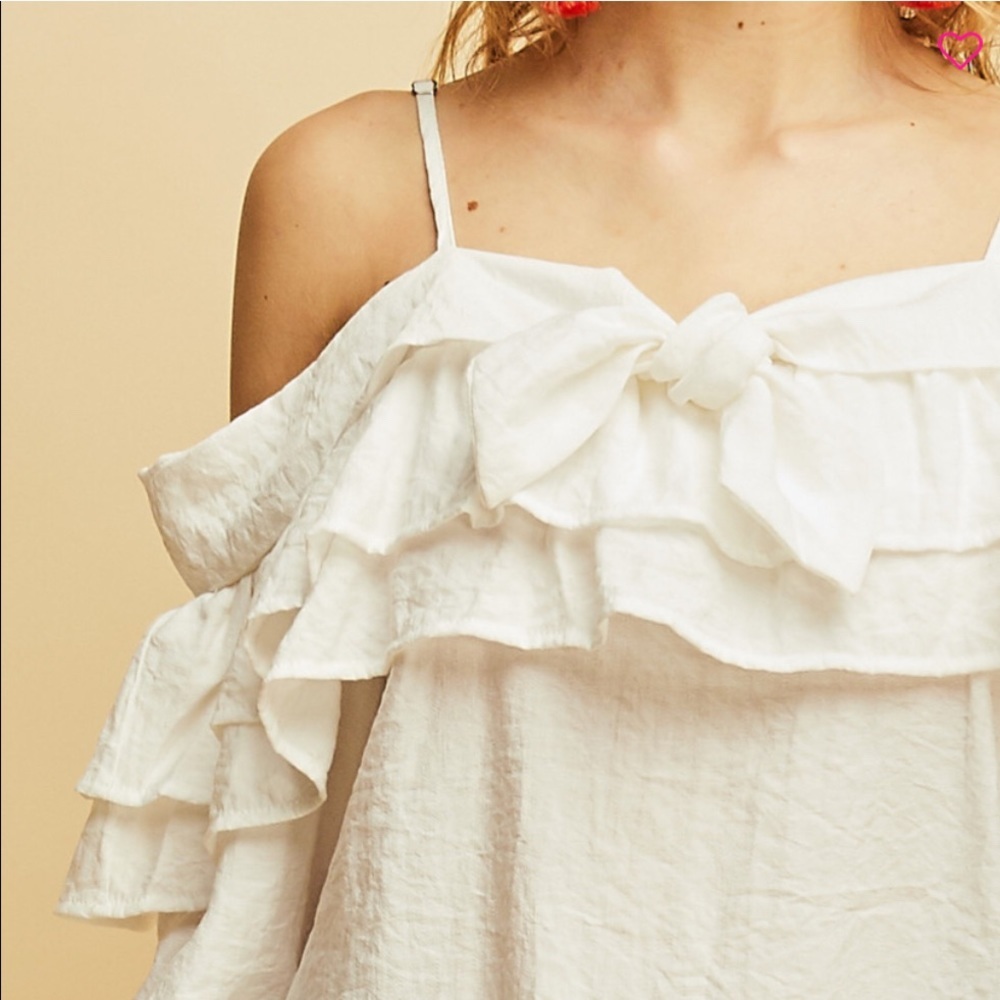 Solid crinkle double layered ruffle top - Picture 5 of 6